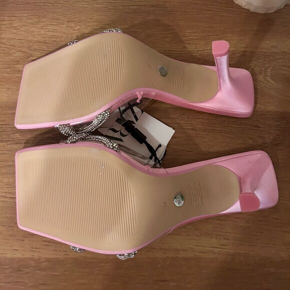 🆕 NWT Zara Square Toe Heels with Rhinestone Accents Size 41/ US 10 - Picture 7 of 9